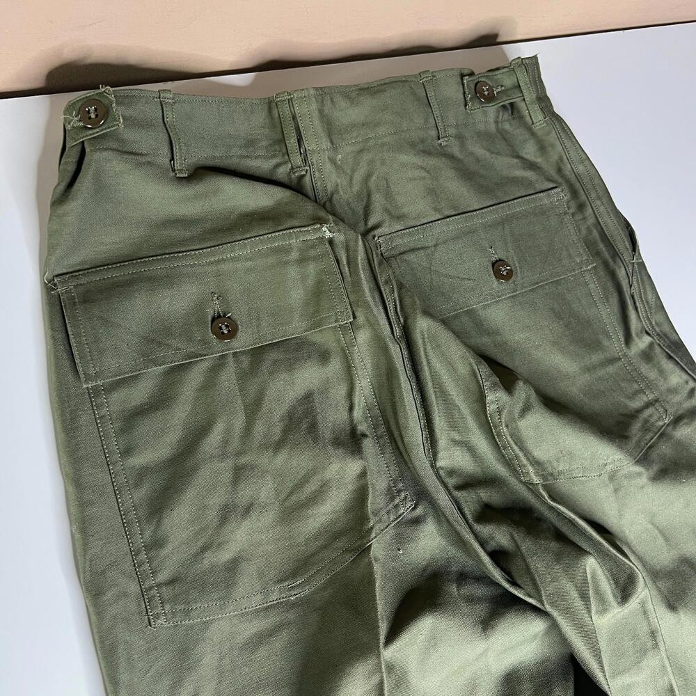 Vintage US Army OG-107 Baker Pants 60s Vietnam Era Military Fatigue Trousers Med - Picture 8 of 10
